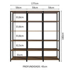 Estante Armário Multiuso para Livros 177cm Rustic/Preto Madesa