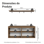 Rack para TV até 70 Polegadas + Prateleiras 160cm Rustic/Branco Vik Madesa 05
