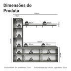 Rack Suspenso para TV até 70 Polegadas + Prateleira 200cm Cinza Nice Madesa 01