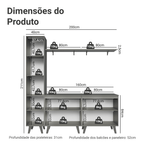 Rack para TV até 70 Polegadas + Prateleira 200cm Cinza Nice Madesa 02