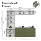 Estante Sala de Estar com Rack + Cristaleira 230cm Branco/Verde Vik Madesa 01