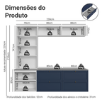 Estante Sala de Estar com Rack + Cristaleira 230cm Branco/Azul/Branco Vik Madesa 01