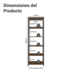 Estante Armário Multiuso para Escritório 59cm 5 Prateleiras Rustic/Preto Madesa