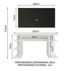 Mesa para Computador Gamer Madesa 9409 e Painel para TV até 50 Polegadas Branco/Preto