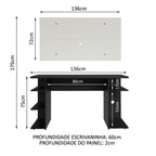 Mesa para Computador Gamer Madesa 9409 e Painel para TV até 50 Polegadas Preto/Branco