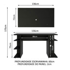 Mesa para Computador Gamer Madesa 9409 e Painel para TV até 50 Polegadas Preto