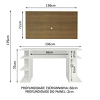 Mesa para Computador Gamer Madesa 9409 e Painel para TV até 50 Polegadas Branco/Rustic