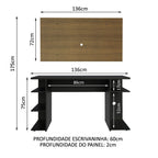Mesa para Computador Gamer Madesa 9409 e Painel para TV até 50 Polegadas Preto/Rustic
