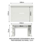 Mesa para Computador Gamer Madesa 9409 e Painel para TV até 65 Polegadas Branco