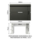 Mesa para Computador Gamer Madesa 9409 e Painel para TV até 65 Polegadas Branco/Preto