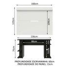 Mesa para Computador Gamer Madesa 9409 e Painel para TV até 65 Polegadas Preto/Branco