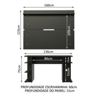 Mesa para Computador Gamer Madesa 9409 e Painel para TV até 65 Polegadas Preto