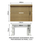 Mesa para Computador Gamer Madesa 9409 e Painel para TV até 65 Polegadas Branco/Rustic