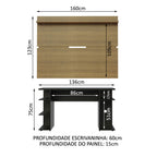 Mesa para Computador Gamer Madesa 9409 e Painel para TV até 65 Polegadas Preto/Rustic