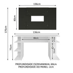 Mesa para Computador Gamer Madesa 9409 e Painel para TV até 58 Polegadas Branco/Preto