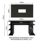 Mesa para Computador Gamer Madesa 9409 e Painel para TV até 58 Polegadas Preto
