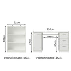 Escrivaninha Madesa Alaska + Estante Livreiro 6907 Branco