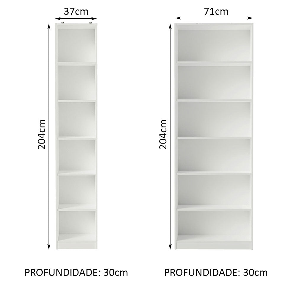 Kit Madesa Estante Livreiro 6908 + Estante Livreiro 6906 Branco