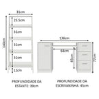 Escrivaninha Madesa Alaska + Estante Escada Branco