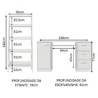 Escrivaninha Madesa Alaska + Estante Escada Branco