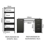 Escrivaninha Madesa Alaska + Estante Escada Preto