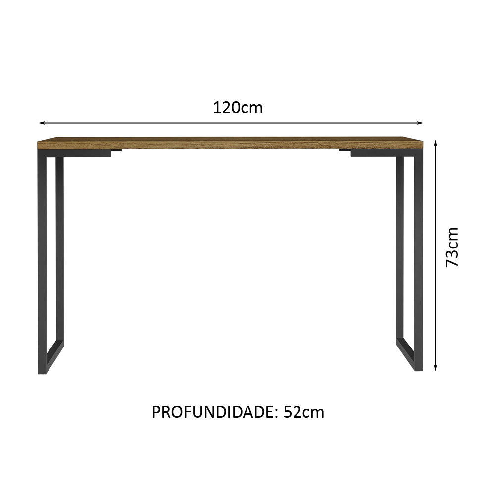 Conjunto Escritório Home Office com Mesa Industrial + Estante Preto/Rustic Madesa