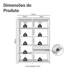 Estante Armário Multiuso para Escritório 129cm 9 Prateleiras 2 Gavetas Branco Madesa