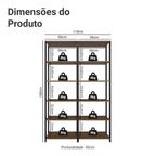 Estante Armário Multiuso para Escritório 118cm 10 Prateleiras Rustic/Preto Madesa