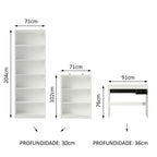 Escrivaninha Madesa Rubi + Estante 6908 + Estante 6907 Branco/Preto