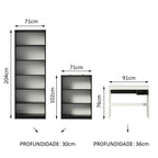 Escrivaninha Madesa Rubi + Estante 6908 + Estante 6907 Preto/Branco