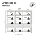 Estante Armário Multiuso para Livros 6 Gavetas 12 Prateleiras 210cm Branco Madesa