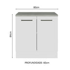 Balcão Multiuso 80cm 2 Portas Branco Agata Madesa