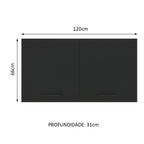 Armário Aéreo Multiuso 120cm 2 Portas Rustic/Preto Agata Madesa