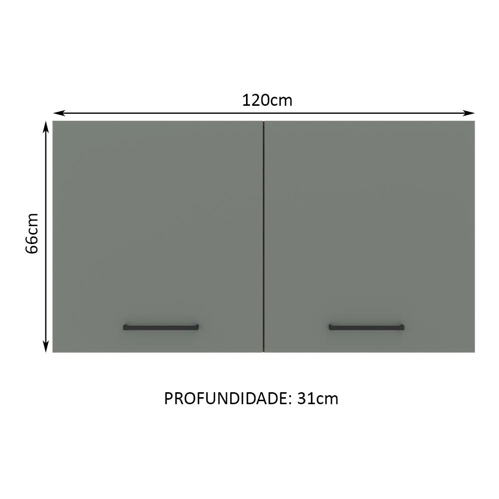 Armário Aéreo Multiuso 120cm 2 Portas Rustic/Cinza Agata Madesa