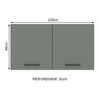 Armário Aéreo Multiuso 120cm 2 Portas Rustic/Cinza Agata Madesa