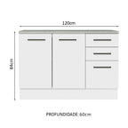 Balcão Multiuso 120cm 2 Portas 3 Gavetas Branco Agata Madesa