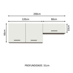 Kit com 2 Armários Aéreos Multiuso 3 Portas Rustic/Branco Agata Madesa