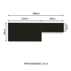 Kit com 2 Armários Aéreos Multiuso 3 Portas Branco/Preto Agata Madesa