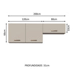 Kit com 2 Armários Aéreos Multiuso 3 Portas Rustic/Crema Agata Madesa