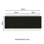 Kit com 2 Balcões Multiuso 4 Portas 3 Gavetas Branco/Preto Agata Madesa