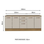 Kit com 2 Balcões Multiuso 4 Portas 3 Gavetas Rustic/Crema Agata Madesa