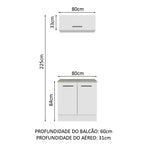 Kit com Balcão e Armário Aéreo Multiuso 80cm Branco Agata Madesa
