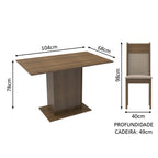 Conjunto Sala de Jantar Madesa Gabi Mesa Tampo de Madeira com 2 Cadeiras Rustic/Crema/Sintético Bege