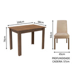Conjunto Sala de Jantar Madesa Vic Mesa Tampo de Madeira com 2 Cadeiras Rustic/Imperial