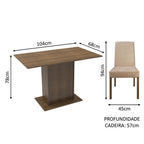 Conjunto Sala de Jantar Madesa Manu Mesa Tampo de Madeira com 2 Cadeiras Rustic/Imperial
