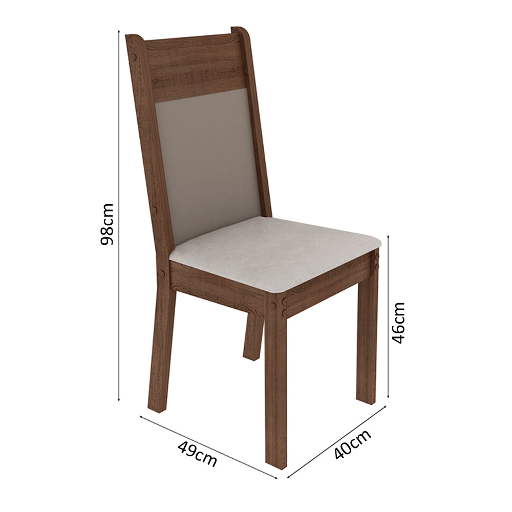 Conjunto Sala de Jantar Madesa Dallas Mesa Tampo de Vidro com 4 Cadeiras Rustic/Crema/Sintético Bege