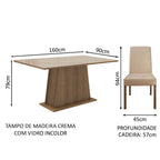 Conjunto Sala de Jantar Madesa Sabrina Mesa Tampo de Vidro com 4 Cadeiras Rustic/Crema/Imperial
