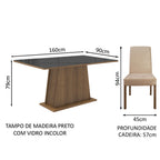 Conjunto Sala de Jantar Madesa Sabrina Mesa Tampo de Vidro com 4 Cadeiras Rustic/Preto/Imperial