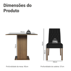 Conjunto Sala de Jantar Mesa Tampo de Madeira 4 Cadeiras Rustic/Preto/Oxford Livia Madesa