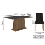 Conjunto Sala de Jantar Mesa Tampo de Madeira 4 Cadeiras Rustic/Preto/Oxford Ashley Madesa